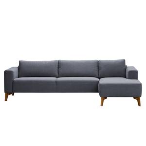 Ecksofa Bora Webstoff Webstoff Milan: Anthrazit - Longchair davorstehend rechts - Eiche