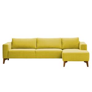 Ecksofa Bora Webstoff Webstoff Milan: Gelb - Longchair davorstehend rechts - Eiche