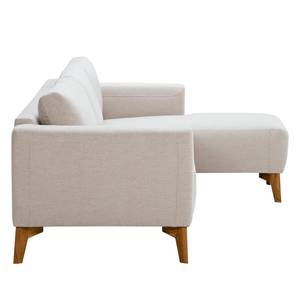 Ecksofa Bora Webstoff Webstoff Saia: Beige - Longchair davorstehend rechts - Eiche