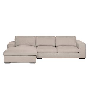 Ecksofa Boston (mit Schlaffunktion) Webstoff - Stoff Dara: Beige - Longchair davorstehend links