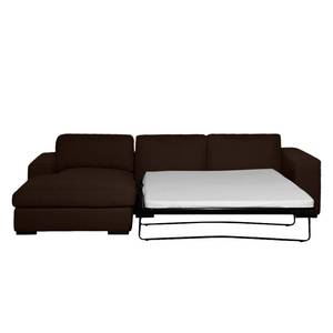 Ecksofa Boston (mit Schlaffunktion) Webstoff - Stoff Dara: Braun - Longchair davorstehend links