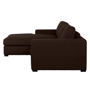 Ecksofa Boston (mit Schlaffunktion) Webstoff - Stoff Dara: Braun - Longchair davorstehend links