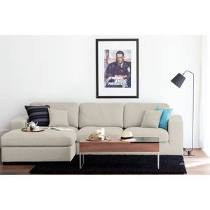 Ecksofa Boston (mit Schlaffunktion) Webstoff - Stoff Dara: Creme - Longchair davorstehend links