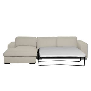 Ecksofa Boston (mit Schlaffunktion) Webstoff - Stoff Dara: Creme - Longchair davorstehend links