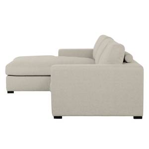 Ecksofa Boston (mit Schlaffunktion) Webstoff - Stoff Dara: Creme - Longchair davorstehend links