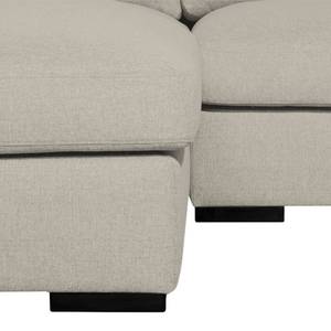 Ecksofa Boston (mit Schlaffunktion) Webstoff - Stoff Dara: Creme - Longchair davorstehend links