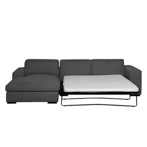 Ecksofa Boston (mit Schlaffunktion) Webstoff - Stoff Dara: Grau - Longchair davorstehend links