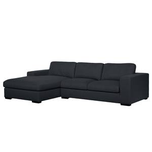 Ecksofa Boston (mit Schlaffunktion) Webstoff - Stoff Valura: Anthrazit - Longchair davorstehend links