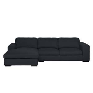 Ecksofa Boston (mit Schlaffunktion) Webstoff - Stoff Valura: Anthrazit - Longchair davorstehend links