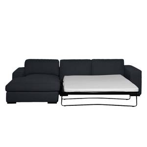 Ecksofa Boston (mit Schlaffunktion) Webstoff - Stoff Valura: Anthrazit - Longchair davorstehend links