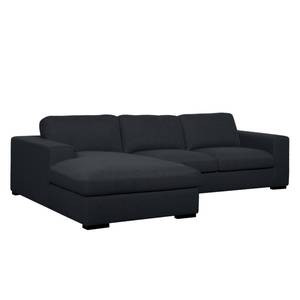 Ecksofa Boston (mit Schlaffunktion) Webstoff - Stoff Valura: Anthrazit - Longchair davorstehend links