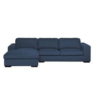 Ecksofa Boston (mit Schlaffunktion) Webstoff - Stoff Valura: Blau - Longchair davorstehend links