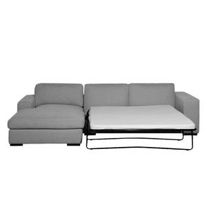 Ecksofa Boston (mit Schlaffunktion) Webstoff - Stoff Valura: Grau - Longchair davorstehend links