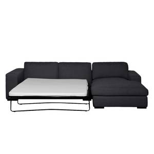 Ecksofa Boston (mit Schlaffunktion) Webstoff - Stoff Dara: Anthrazit - Longchair davorstehend rechts