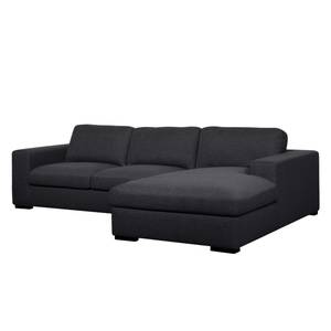 Ecksofa Boston (mit Schlaffunktion) Webstoff - Stoff Dara: Anthrazit - Longchair davorstehend rechts