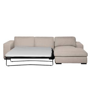 Ecksofa Boston (mit Schlaffunktion) Webstoff - Stoff Dara: Beige - Longchair davorstehend rechts