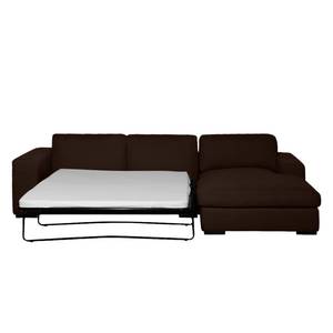 Ecksofa Boston (mit Schlaffunktion) Webstoff - Stoff Dara: Braun - Longchair davorstehend rechts