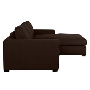 Ecksofa Boston (mit Schlaffunktion) Webstoff - Stoff Dara: Braun - Longchair davorstehend rechts