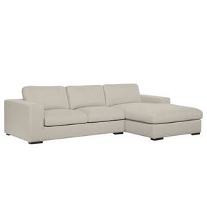 Ecksofa Boston (mit Schlaffunktion) Webstoff - Stoff Dara: Creme - Longchair davorstehend rechts