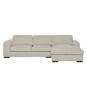 Ecksofa Boston (mit Schlaffunktion) Webstoff - Stoff Dara: Creme - Longchair davorstehend rechts