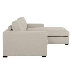 Ecksofa Boston (mit Schlaffunktion) Webstoff - Stoff Dara: Creme - Longchair davorstehend rechts