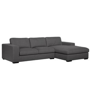 Ecksofa Boston (mit Schlaffunktion) Webstoff - Stoff Dara: Grau - Longchair davorstehend rechts