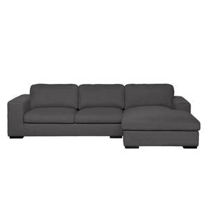 Ecksofa Boston (mit Schlaffunktion) Webstoff - Stoff Dara: Grau - Longchair davorstehend rechts