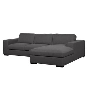 Ecksofa Boston (mit Schlaffunktion) Webstoff - Stoff Dara: Grau - Longchair davorstehend rechts