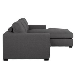 Ecksofa Boston (mit Schlaffunktion) Webstoff - Stoff Dara: Grau - Longchair davorstehend rechts