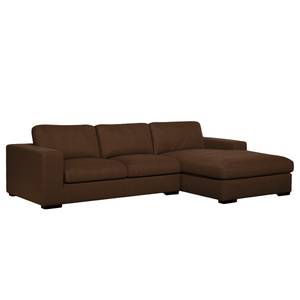 Ecksofa Boston (mit Schlaffunktion) Webstoff - Stoff Valura: Braun - Longchair davorstehend rechts