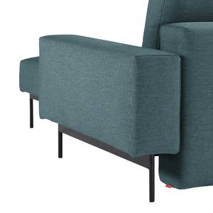 Ecksofa Bragi mit Tisch Webstoff (mit Schlaffunktion) - Stoff Soft: Indigo