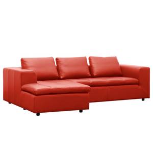 Ecksofa Brooklyn II Echtleder Echtleder Neka: Rot - Longchair davorstehend links