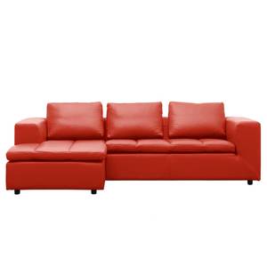 Ecksofa Brooklyn II Echtleder Echtleder Neka: Rot - Longchair davorstehend links