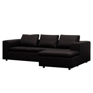 Ecksofa Brooklyn II Echtleder Echtleder Neka: Schwarz - Longchair davorstehend links