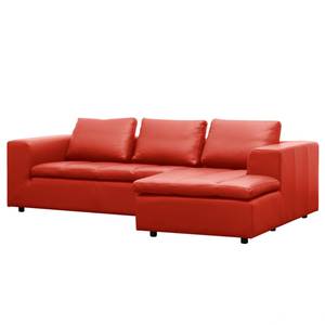 Ecksofa Brooklyn II Echtleder Echtleder Neka: Rot - Longchair davorstehend rechts