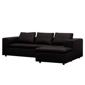 Ecksofa Brooklyn II Echtleder Echtleder Neka: Schwarz - Longchair davorstehend rechts