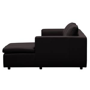 Ecksofa Brooklyn II Echtleder Echtleder Neka: Schwarz - Longchair davorstehend rechts