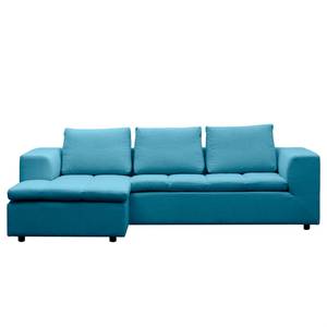 Hoekbank Brooklyn II geweven stof Geweven stof Anda II: Turquoise - Longchair vooraanzicht links