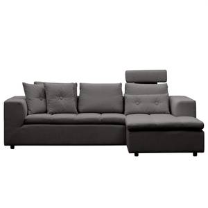 Ecksofa Brooklyn II Webstoff Webstoff Anda II: Anthrazit - Longchair davorstehend rechts