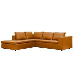 Ecksofa Brooklyn IV Echtleder Echtleder Neka: Cognac - Breite: 247 cm - Ottomane davorstehend links