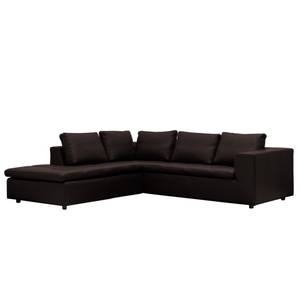 Ecksofa Brooklyn IV Echtleder Echtleder Neka: Dunkelbraun - Breite: 247 cm - Ottomane davorstehend links