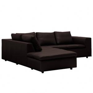 Ecksofa Brooklyn IV Echtleder Echtleder Neka: Dunkelbraun - Breite: 247 cm - Ottomane davorstehend links