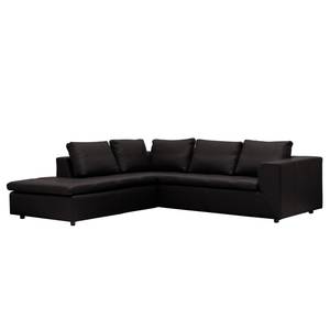 Ecksofa Brooklyn IV Echtleder Echtleder Neka: Schwarz - Breite: 247 cm - Ottomane davorstehend links