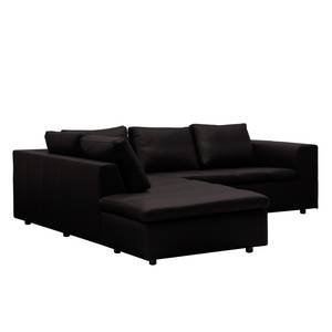 Ecksofa Brooklyn IV Echtleder Echtleder Neka: Schwarz - Breite: 247 cm - Ottomane davorstehend links