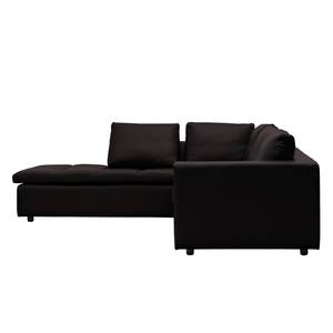 Ecksofa Brooklyn IV Echtleder Echtleder Neka: Schwarz - Breite: 247 cm - Ottomane davorstehend links