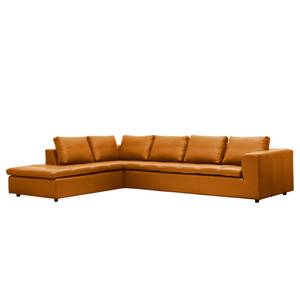 Ecksofa Brooklyn IV Echtleder Echtleder Neka: Cognac - Breite: 312 cm - Ottomane davorstehend links