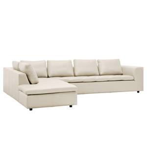 Ecksofa Brooklyn IV Echtleder Echtleder Neka: Creme - Breite: 312 cm - Ottomane davorstehend links