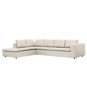 Ecksofa Brooklyn IV Echtleder Echtleder Neka: Creme - Breite: 312 cm - Ottomane davorstehend links