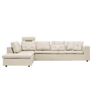 Ecksofa Brooklyn IV Echtleder Echtleder Neka: Creme - Breite: 312 cm - Ottomane davorstehend links