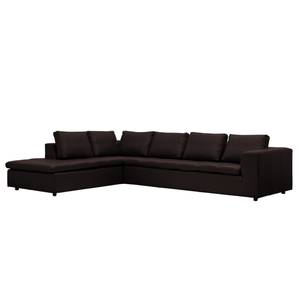 Ecksofa Brooklyn IV Echtleder Echtleder Neka: Dunkelbraun - Breite: 312 cm - Ottomane davorstehend links